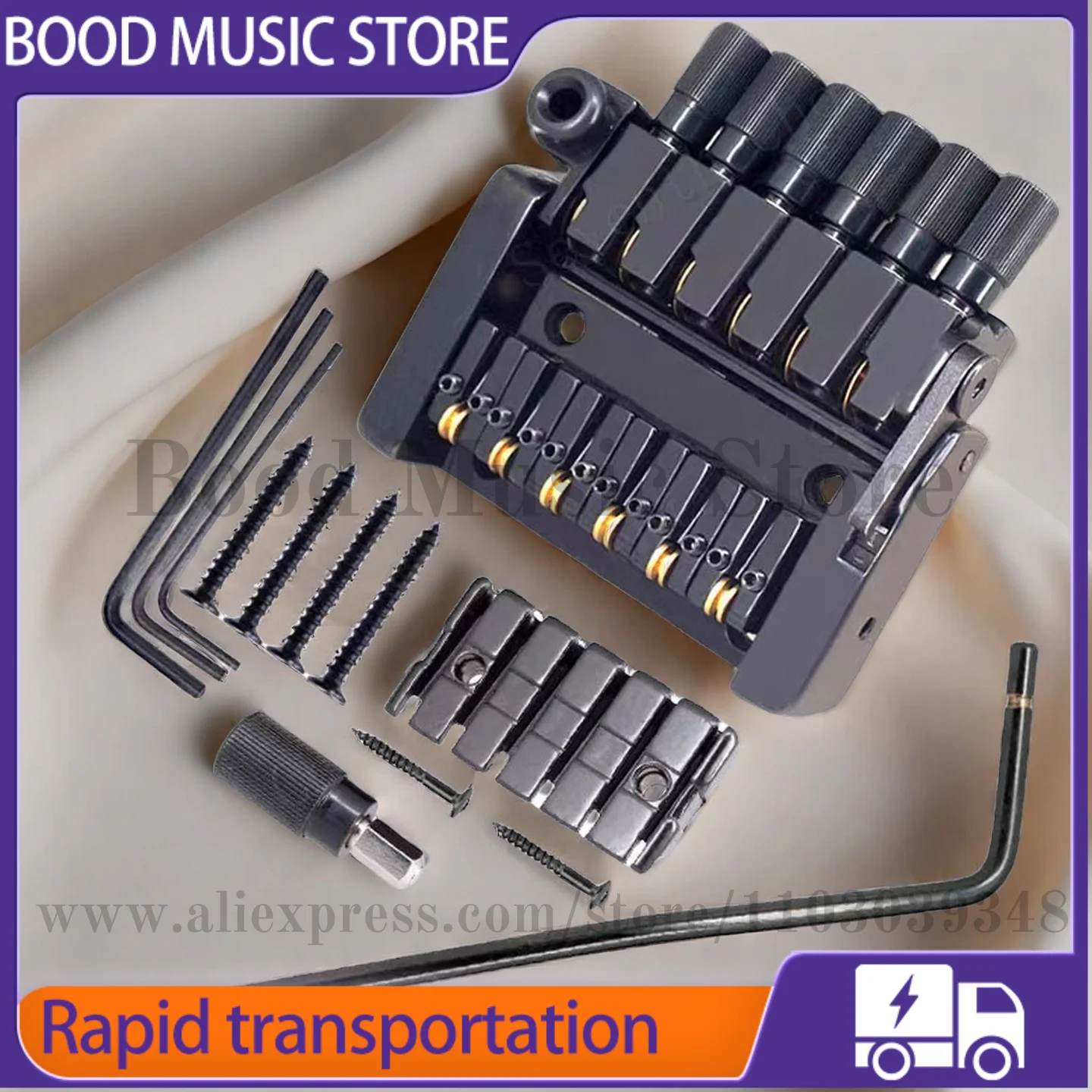 DIY negro puente sin cabeza trémolo ajuste Steinberger,Kiesel,Strandberg, cordal corto 6 cuerdas puente cordal guitarra trémolo Sys
