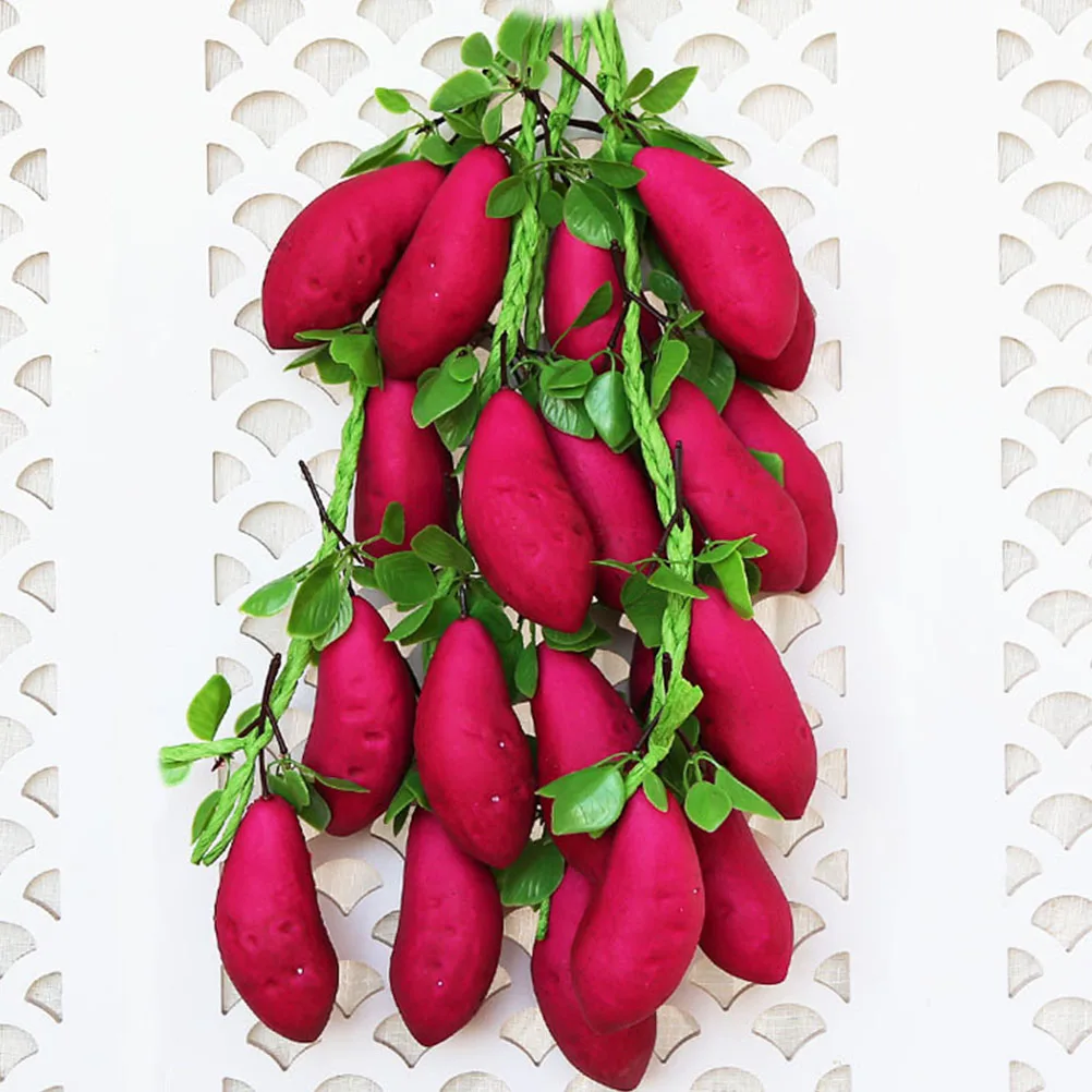 

2Pcs Artificial Sweet Potato Strings Realistic Vegetable String Pendant for Photography Home Decor Farmhouse Photo Props