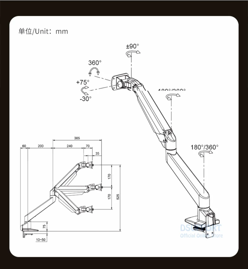 Imagem -06 - Alumínio Gás Spring Arm 49 Curved Arc Screen Monitor Holder Samsung g9 Grande Display Stand 820kg de Carga