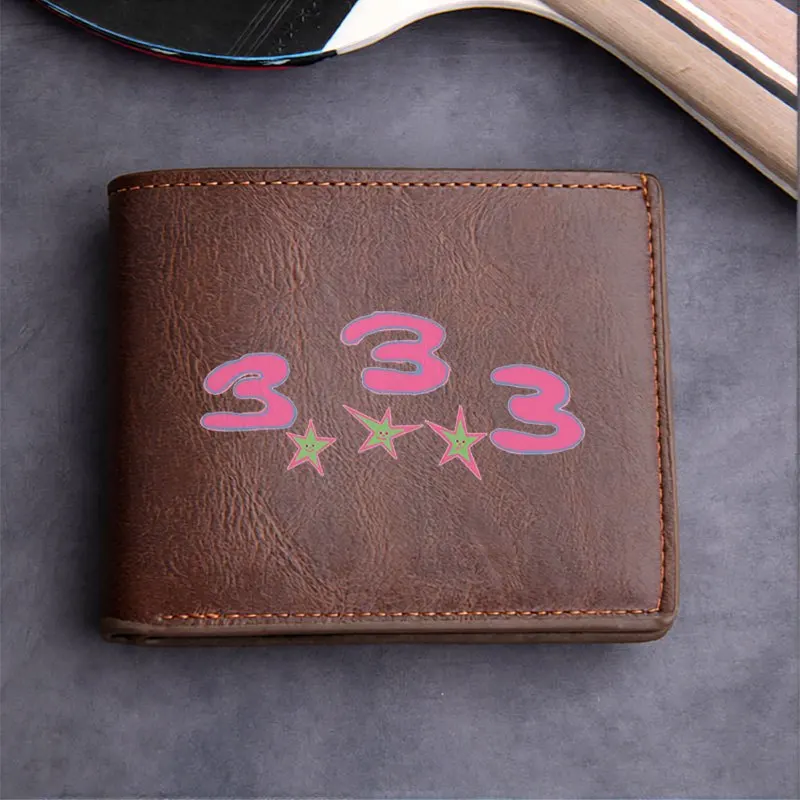 Кошелек из искусственной кожи с логотипом 333 звезд, минималистичный дизайн, легкий, прочный, модный аксессуар унисекс для повседневного использования