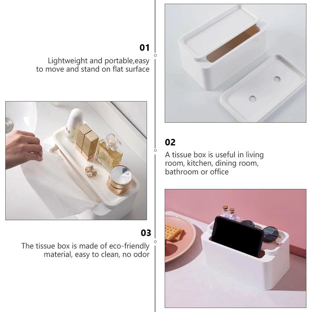 

Tissue Box Eco-Friendly Plastic Paper Organizer Lightweight Portable Storage For Home Office Bathroom Kitchen Use