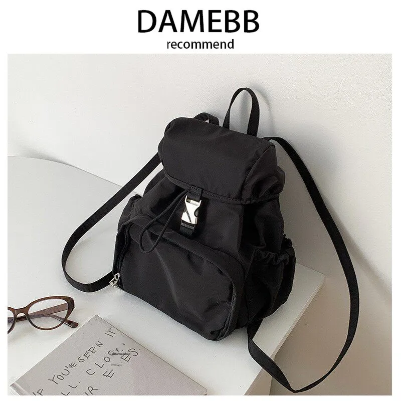 damebb-2026-nylon-leisure-waterproof-travel-backpack-daily-commuting-simple-style-double-shoulder-bag-for-women