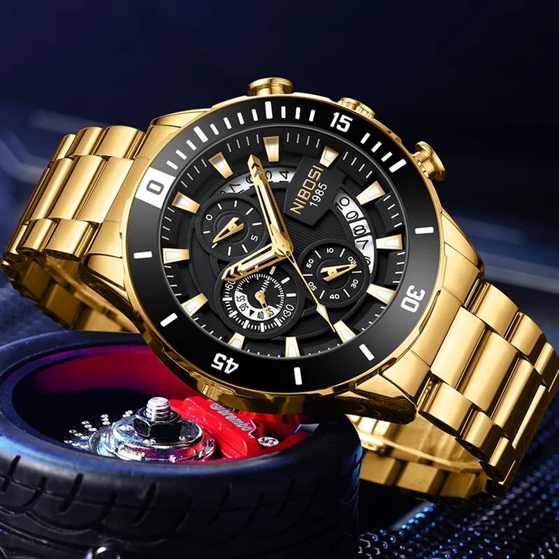 

NIBOSI Luxury Mens Watches Big Top Brand Sport Waterproof Watch Men Chronograph Quartz Clock Date WristWatches Relogio Masculino