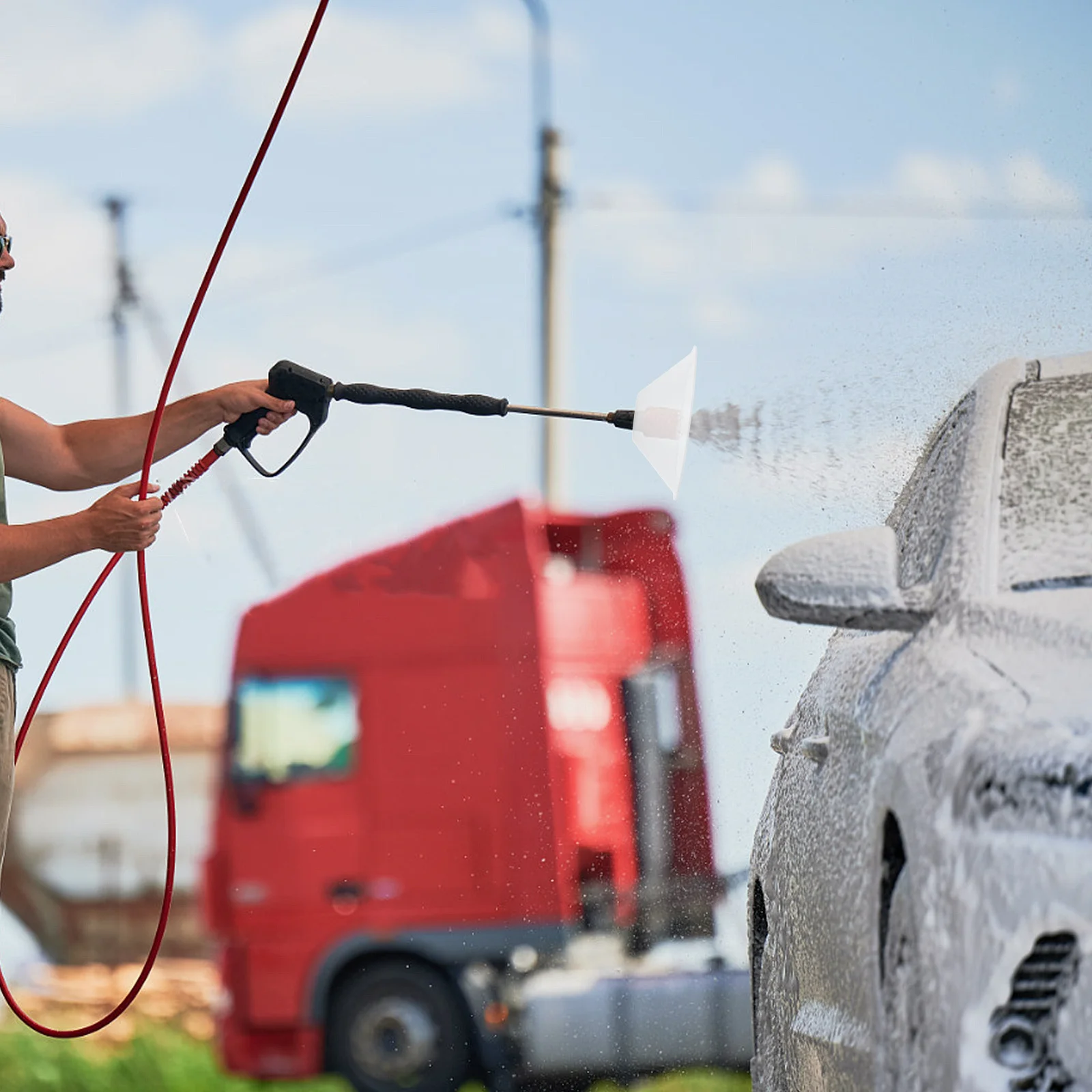 فوهة رش المروحة 25 درجة جهاز تنظيف يعمل بالضغط العالي سبلاش الحرس خرطوم البخاخ سيارة المياه مكافحة غطاء البلاستيك أسطح التنظيف دائم #5