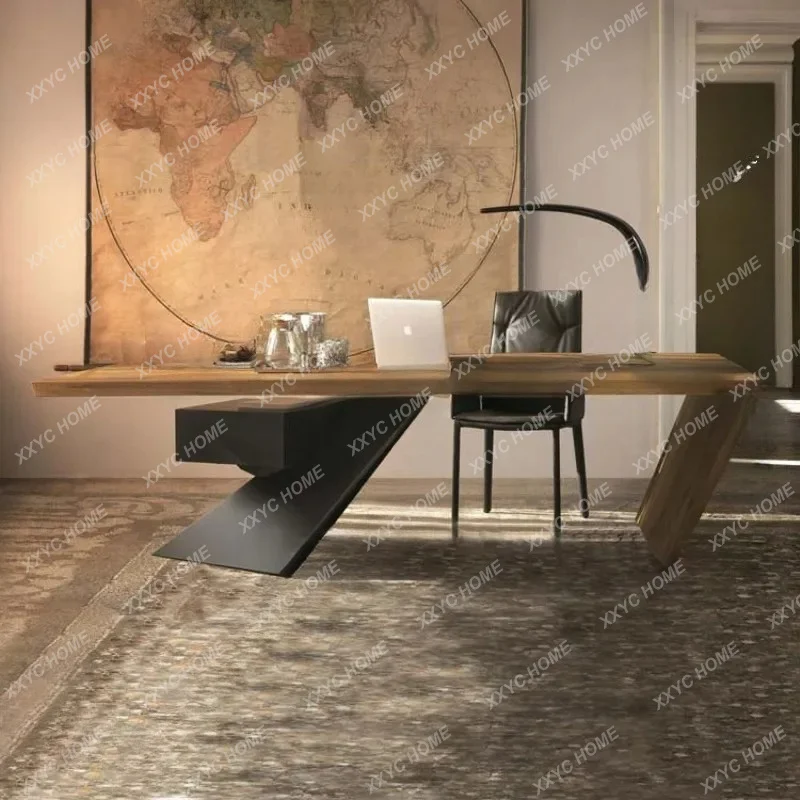 New Chinese creative solid wood computer desk desktop home industrial style personality