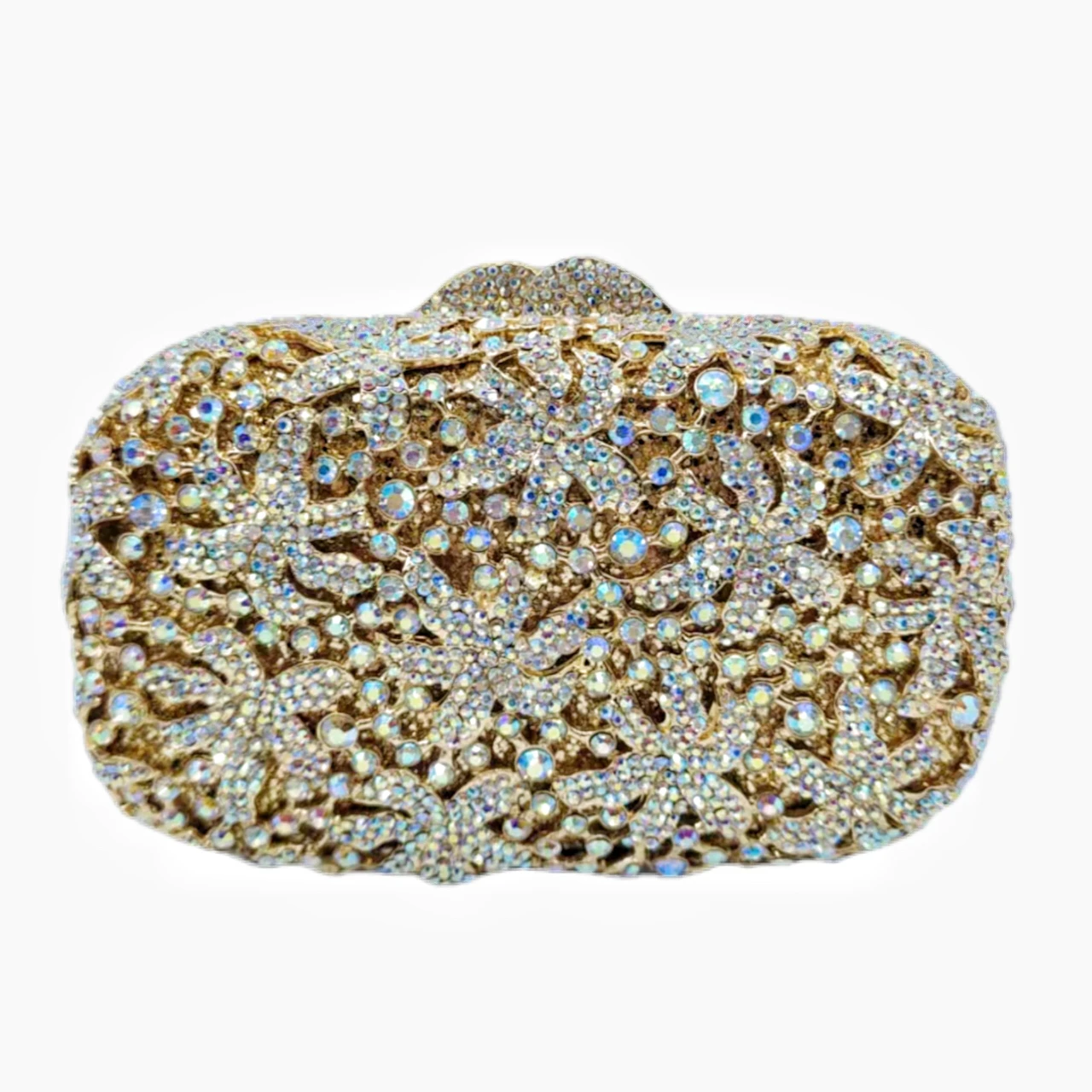 

Multicolor Bling Floral Pattern Diamond Dinner Bag Banquet Clutch Bag Skeleton Chain Shoulder Bag