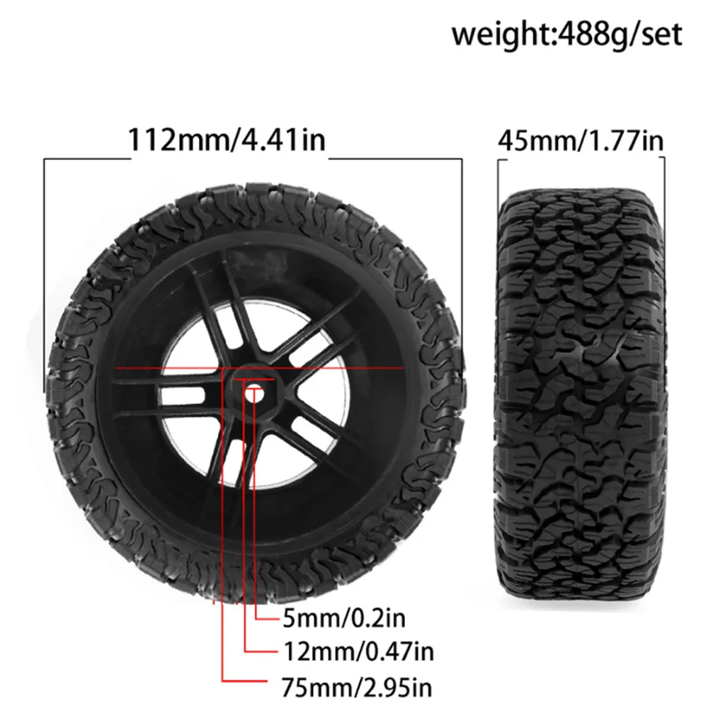 

Шины и колеса для радиоуправляемых грузовиков 12 мм 1/10, модель радиоуправляемого автомобиля Barricade Flyer Traverse, короткие шины для грузовиков, совместимые с муфтой R413