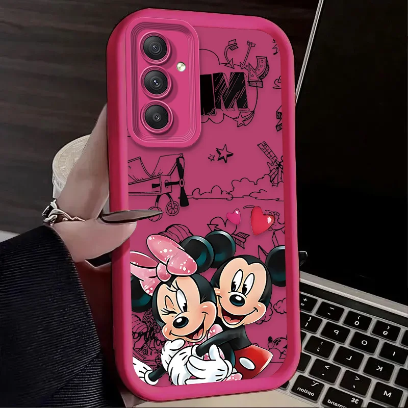 Disney Mickey Minnie Mouse Silicone Phone Case for Samsung Galaxy S24 Ultra S23 FE S22 S21 Plus FE A54 A34 A14 A73 A53 A33 5G