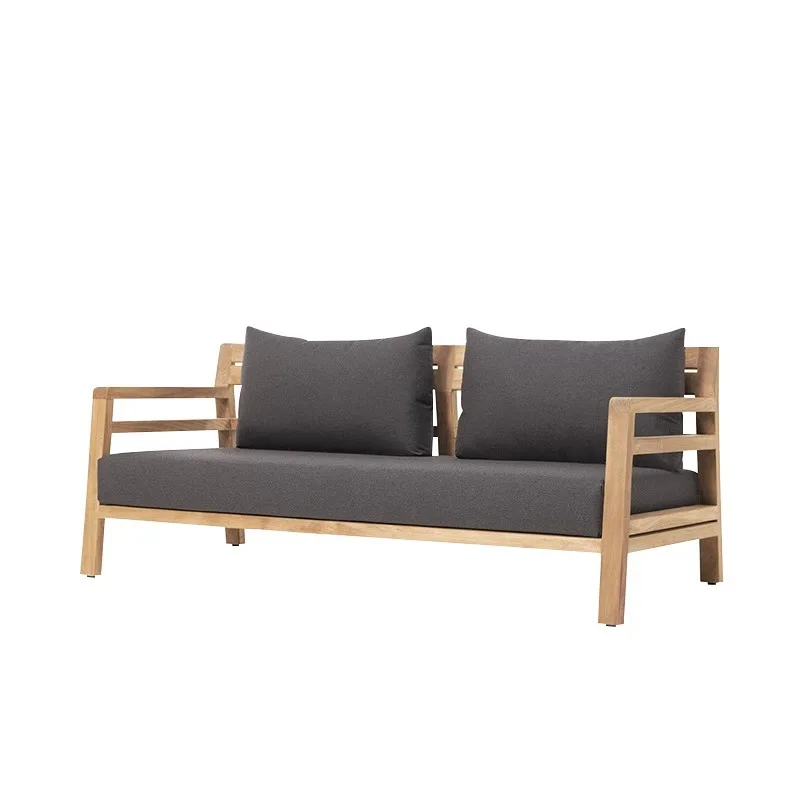 

Outdoor teak leisure sofa courtyard villa hotel homestay simple modern waterproof sunscreen outdoor solid wood tables and chairs