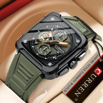 CURREN Top Marke herren Uhren Luxus Quadrat Quarz Armbanduhr Original Wasserdichte Leucht Chronograph Uhr für Männer Relogio