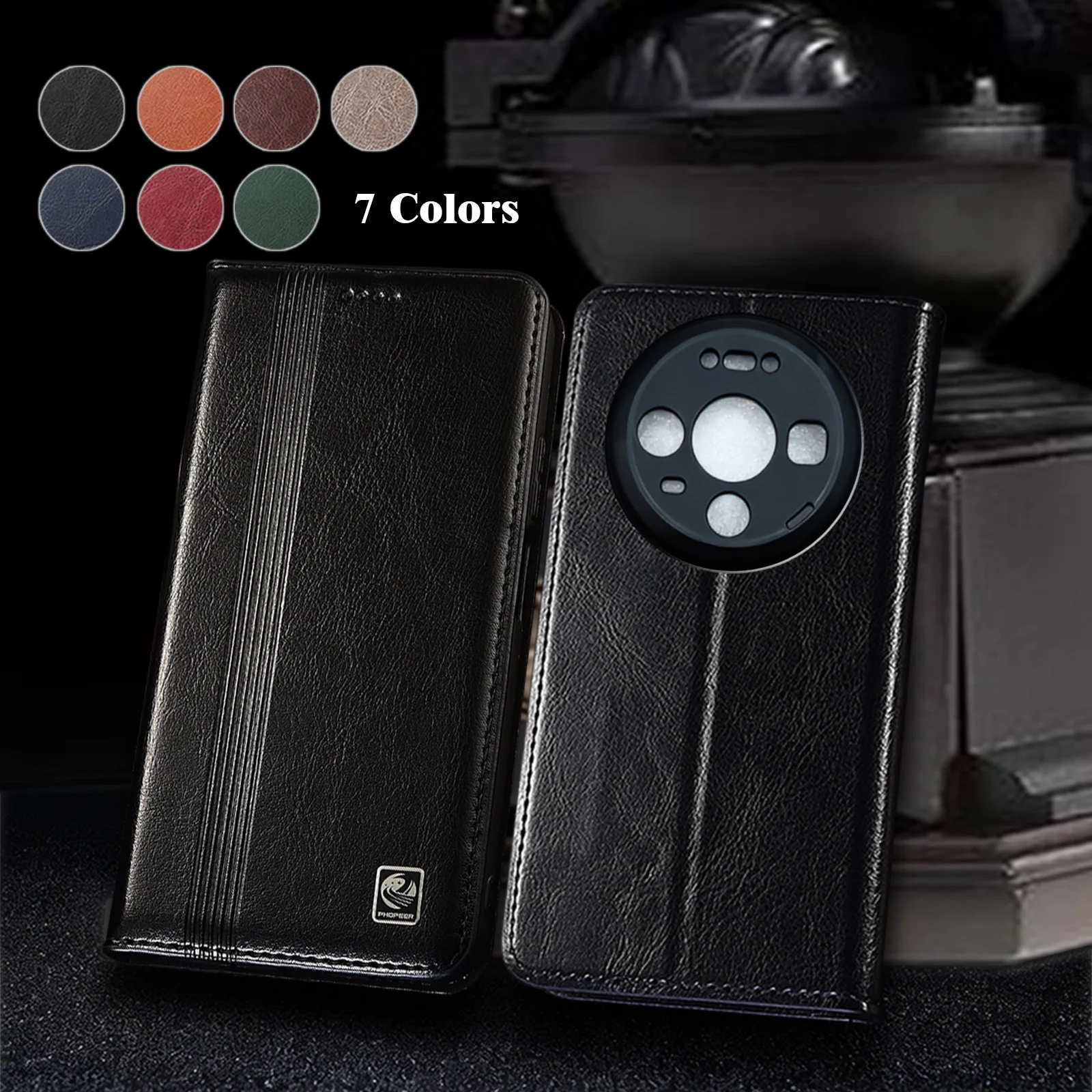 

Genuine Leather Phone Case For HuaWei Mate 30 40 50 60 70 80 Pro Max Lite Plus RSR Vertical Line Pattern Flip Cover Case Cowhide