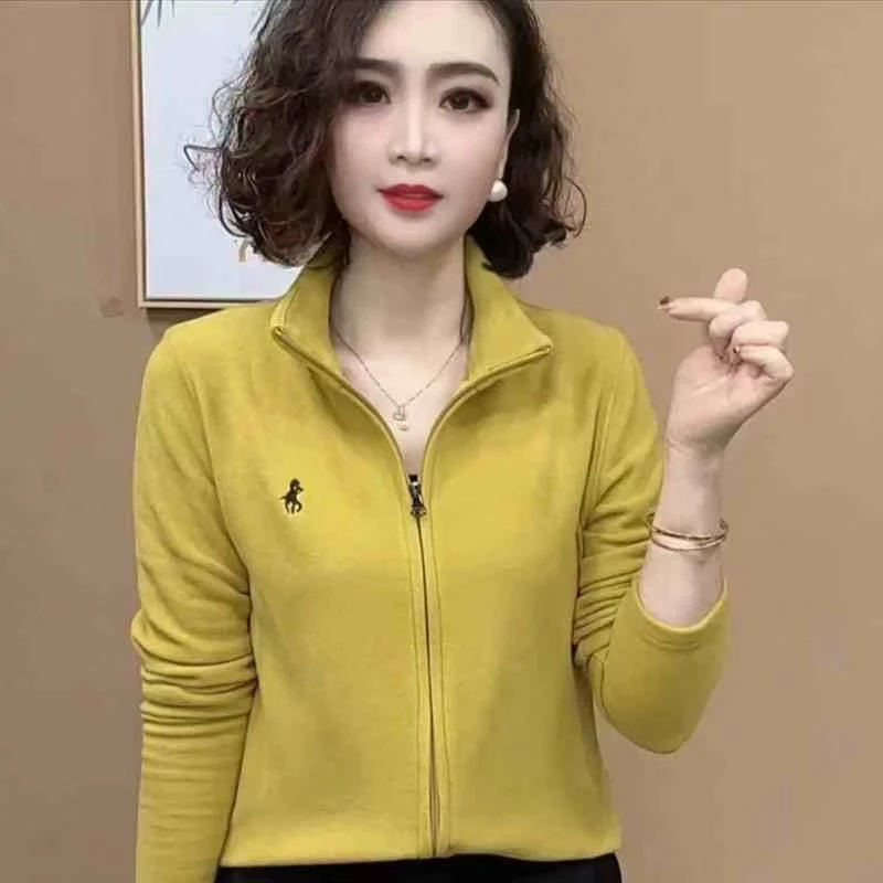 

2025 spring new fashionable versatile temperament long-sleeved solid color cardigan thin simple sweatshirt women's top