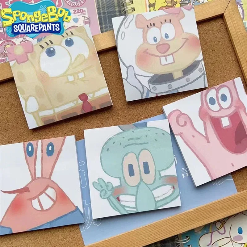5 Stück Kawaii SpongeBob Notizblock Cartoon Patrick Star Post-It-Notizen Anime Haftnotizen für Büro Schulbedarf Kühlschrank-Memo