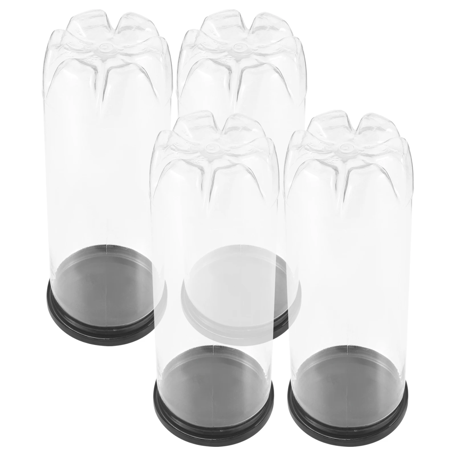 

4 Pcs Cylinders PVC Transparent Black Lid Portable Tennis Ball Holders Portable Tennis Bottle Storage Container