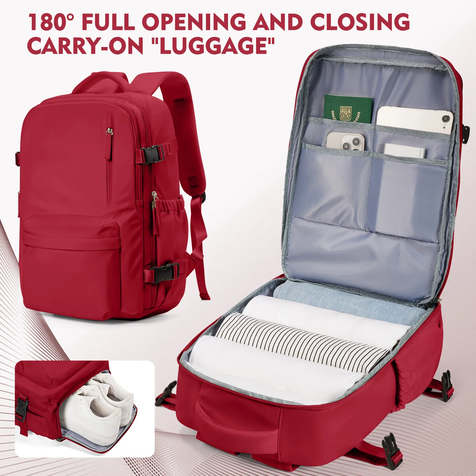 Airplane Approved Backpack for Women Travel Backpack Large Capacity Hand Luggage Multifunctional Bag Men Waterproof Laptop Bag