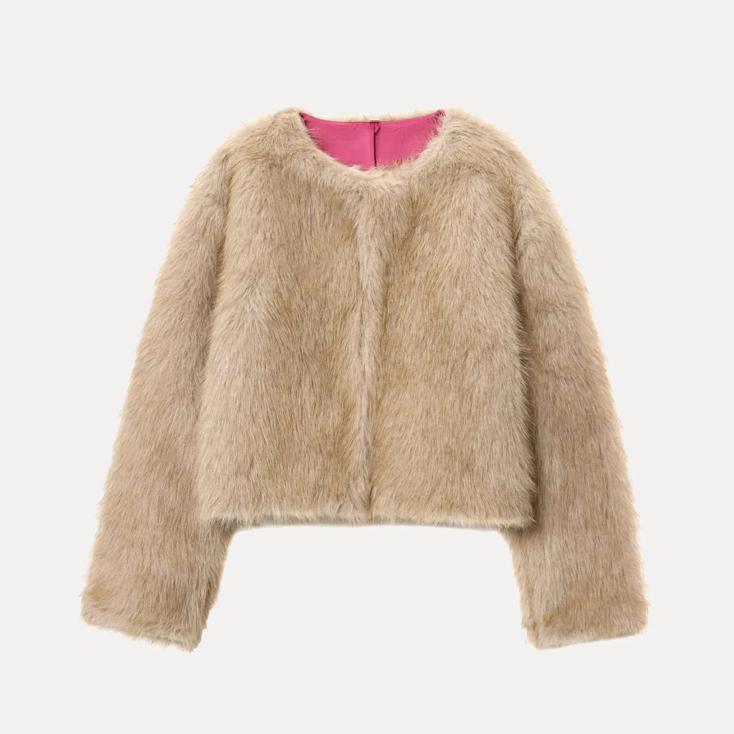 패셔너블한 퍼 효과 코트 여성용 슬림핏 가을 신상품 Z 스탠드핏 아우터웨어 기타 소재 여성 자켓