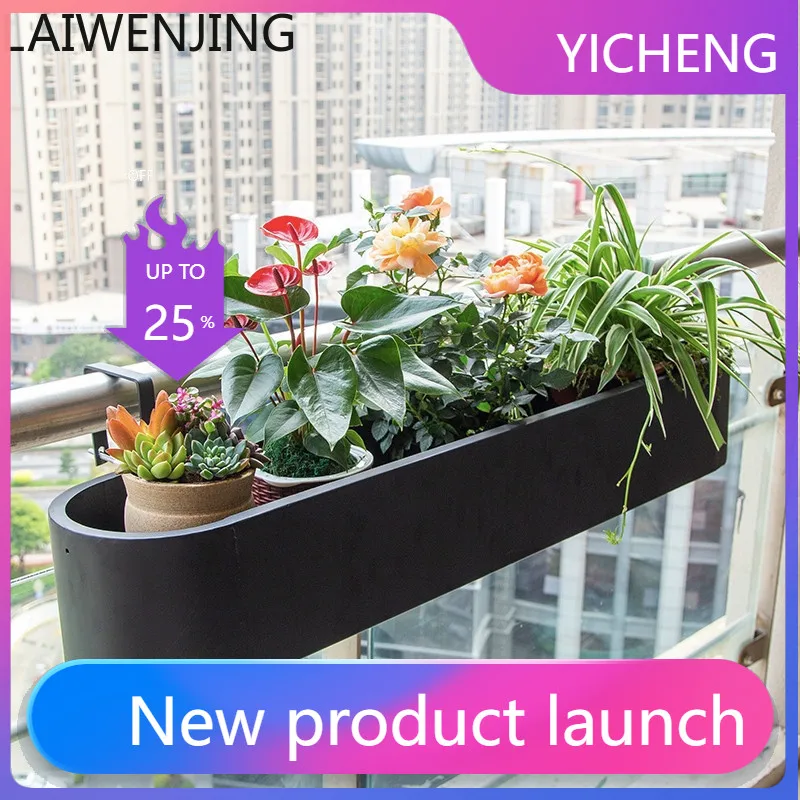 

LYY Iron Art Basket Railing Stand Green Radish Pot Wall Hanging Protective Railing Succulent Flower Stand