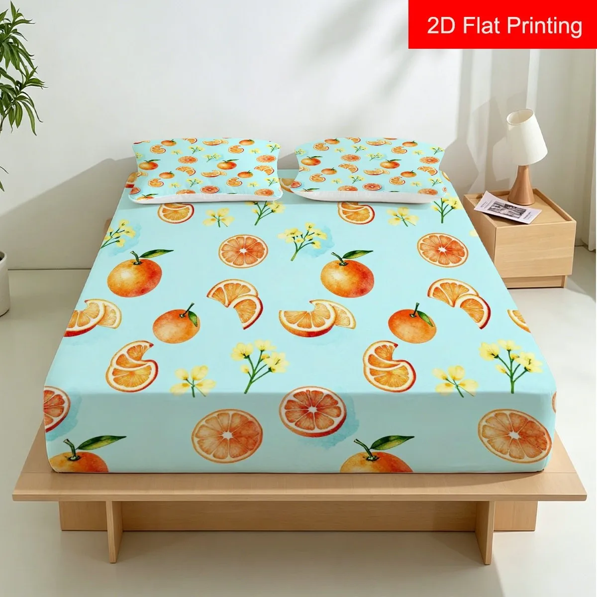 Autumn Celebration Themed 2D Digital Print Pumpkin, Fallen Leaves, Berries, and Mushrooms Bedding Set. Available in Various Sizes, Suitable as a Gift. Three-Piece Bedding Set (Includes 1 Fitted Sheet + 2 Pillowcases) with a Large Capacity Deep Bed Cover, Fitted Elastic Style, Protective Cover, Mattress Protector, Machine Washable Design, Holiday Decoration, Various Sizes, Breathable Protective Cover Plus Pillowcase