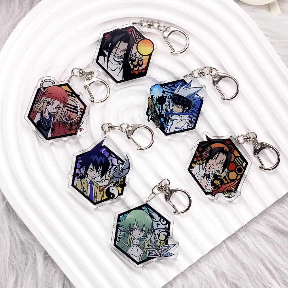 Personajes de Anime rey chamán Kawaii llavero acrílico accesorios bolso encanto creativo mochila colgante llavero regalos para amigos