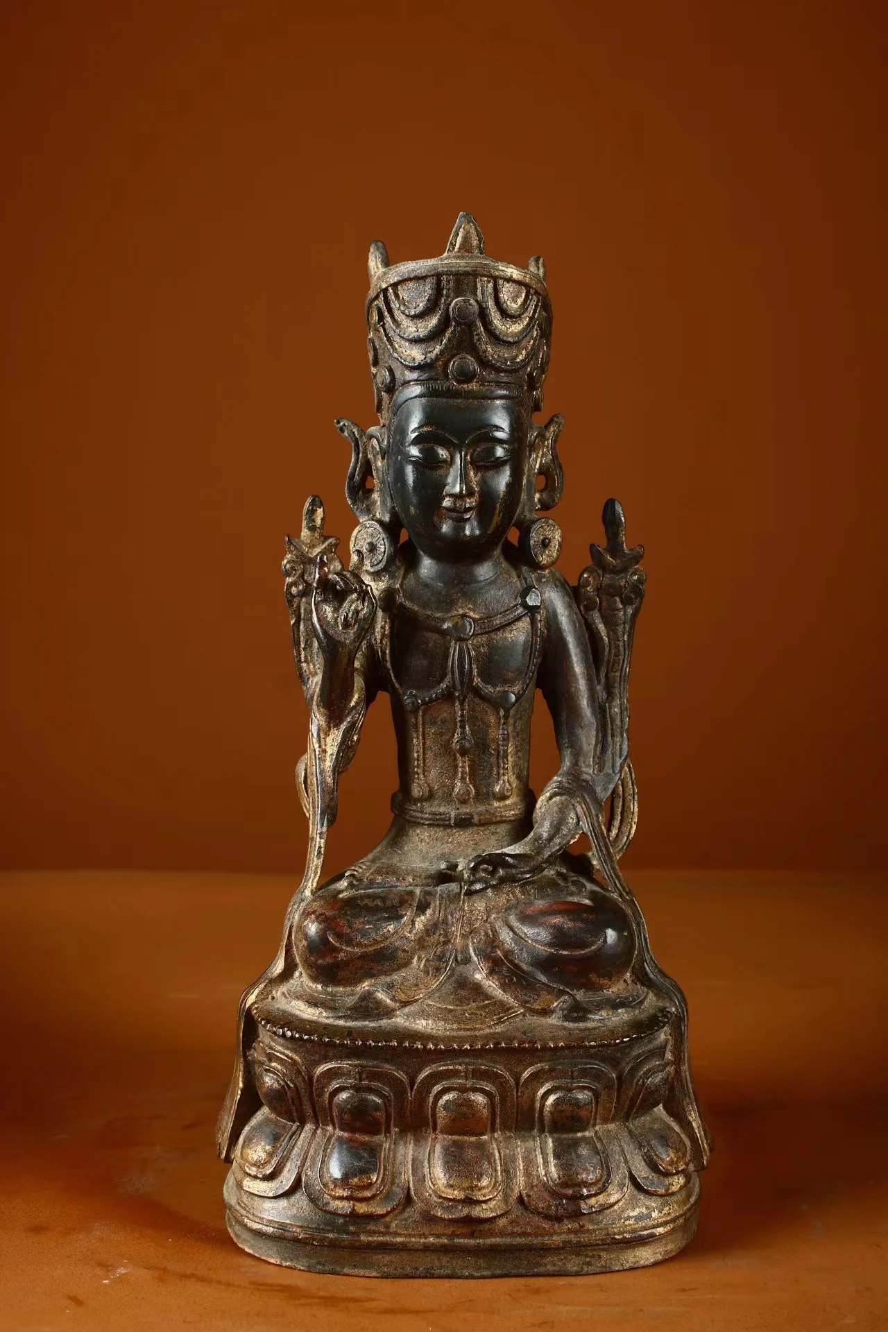 

Rare old Handmade copper Pi Lan mercy Buddha statue,40cm(H),Free shipping