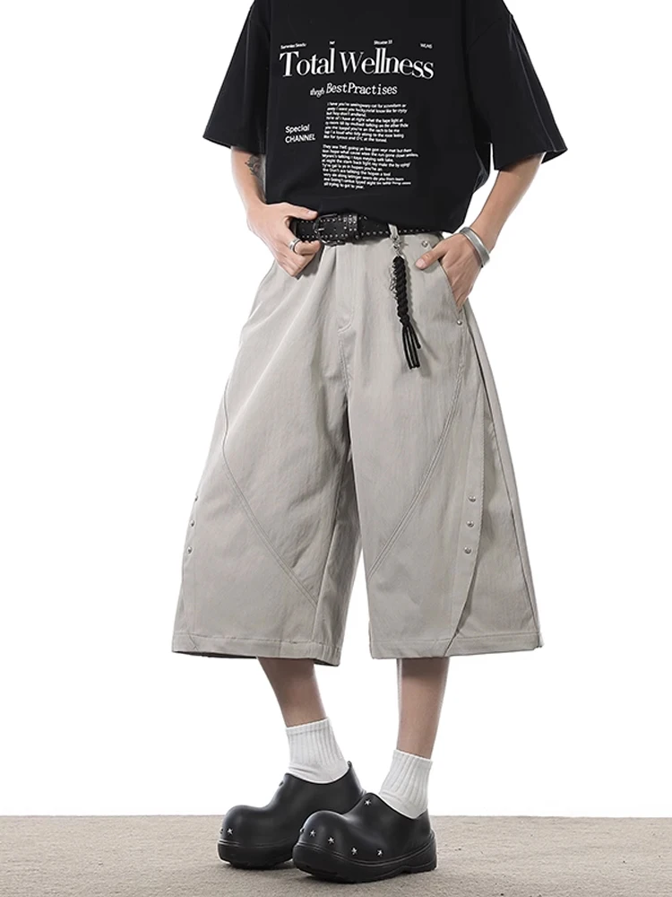 

American Decosition Rivet ort Pants Loose Wide Leg Men's Summer CleanFit Premium Feeling Casual Trousers Straight Leg