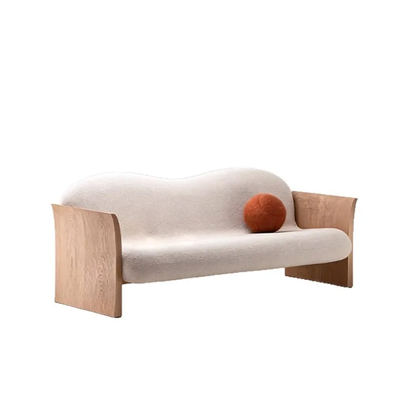 Wabi-sabi wind solid wood sofa, living room creative rest furniture hotel bed and breakfast club beauty salon log curved bench
