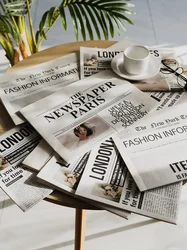 2PCS Set 58x42CM English Newspaper Photography Props Fashion Clothing Home Decor Food Photography Background Props