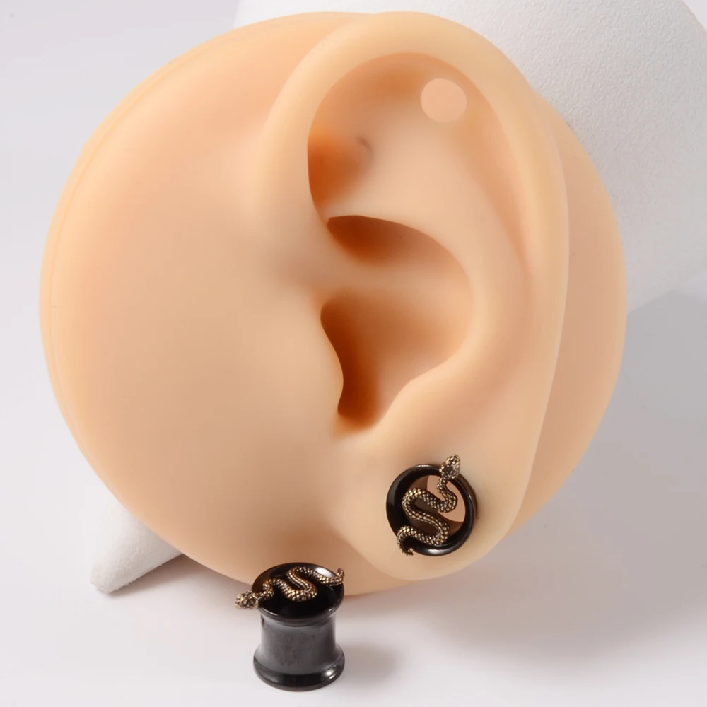 Pair Top Quality Dragon Ear Tunnels Plugs Expander Gauges Snake Stretcher Earrings Screw Stainless Steel Piercing Body Jewelry