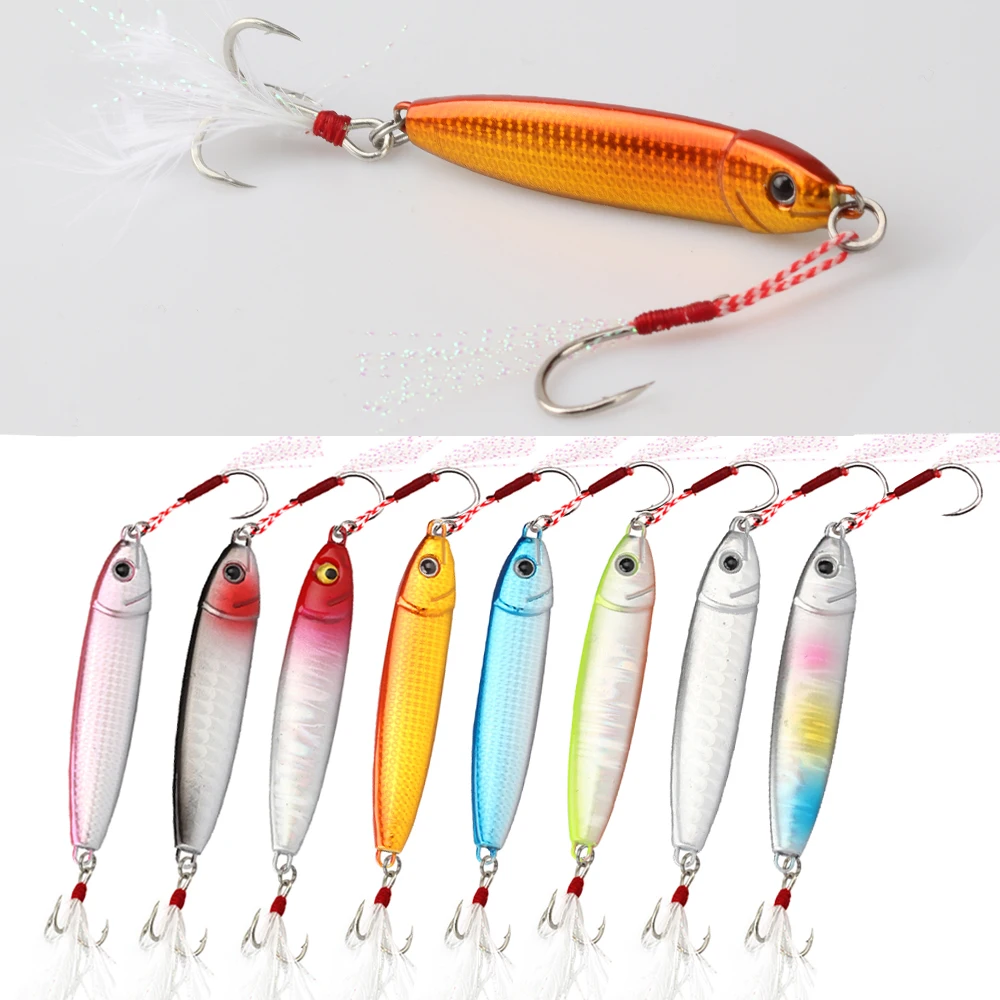 8Pcs New Micro Metal Jig Spoon 10G 15G 20G30G Shore Casting Jigging  Fish Sea Bass Fishing Lure Artificial Bait Tackle