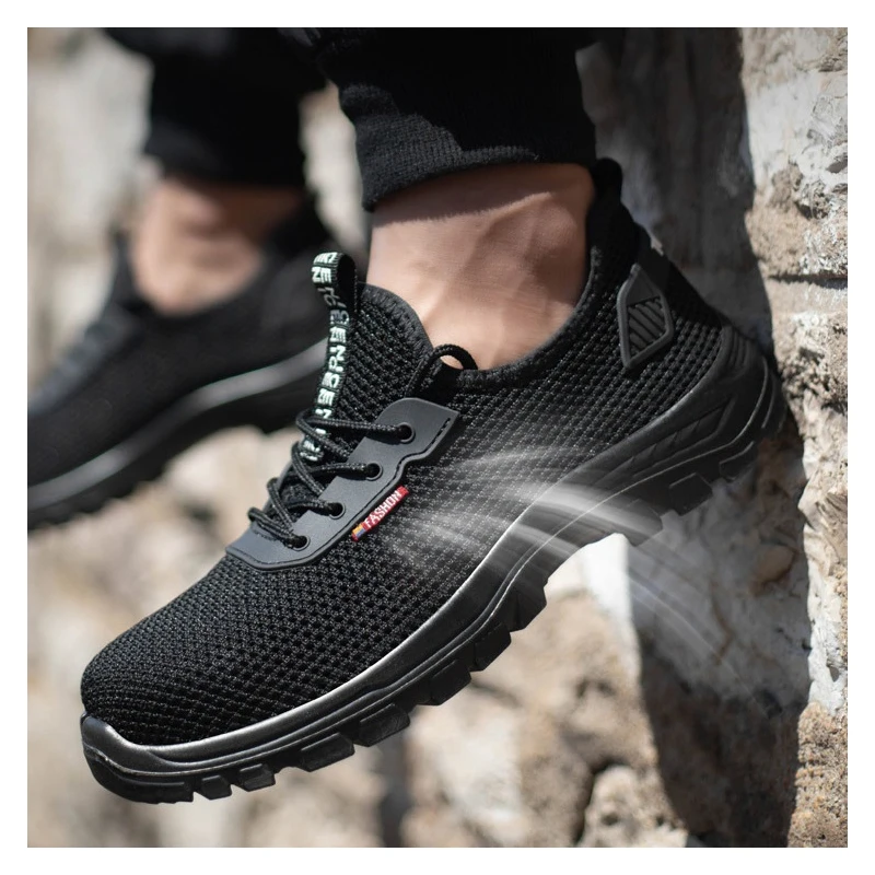 mens fashion steel toe caps working safety shoes summer breathable worker boots air mesh tooling security sneakers safe footwear