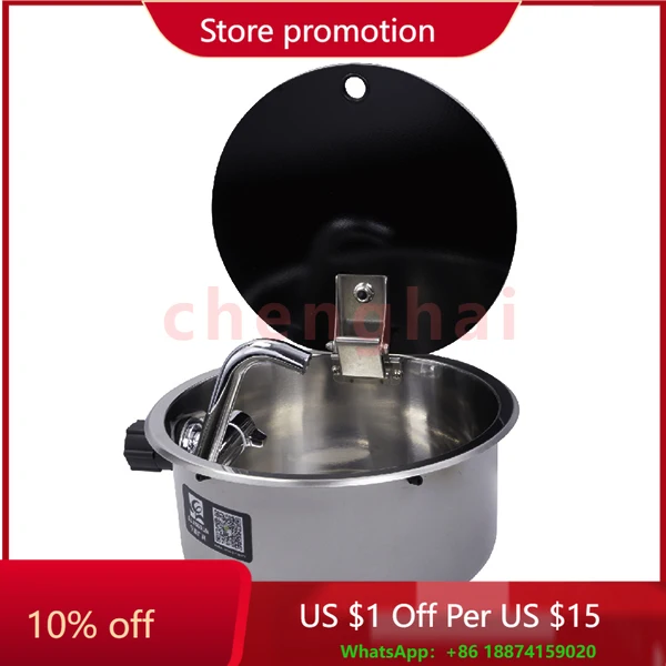 

Раковина из нержавеющей стали с безопасной стеклянной крышкой, складной смеситель для мусора для дома на колесах, каравана, кемпера, кухни, наружный диаметр. 300х130мм