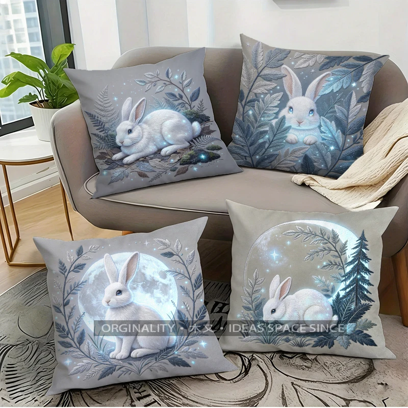 Magical Moon Rabbit Pattern Cushion Cover Suitable for Sofa Bedroom Car Pillow Cover