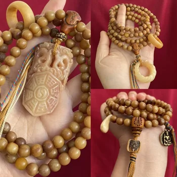 Tibetan Old Spirit Bone Round Beads Diy108 Bracelet Ethnic Style
