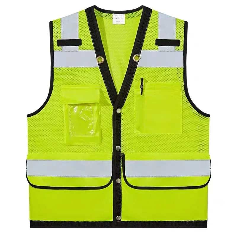 High Visibility Reflective Safety Vest Personalized Customization Large Pockets Breathable Mesh Construction Worker Safety Vest