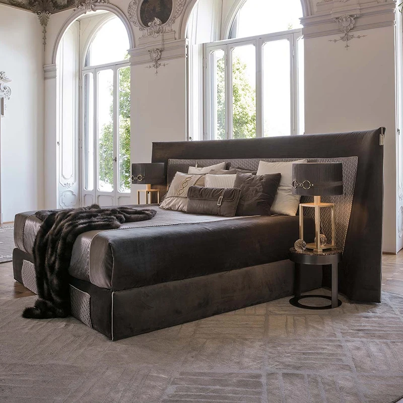 

Headboard Luxury Bed Apartment Ltalian Style Confortable High Qualit Create Bed Fashionable Modern Wedding Cama Casal Furniture