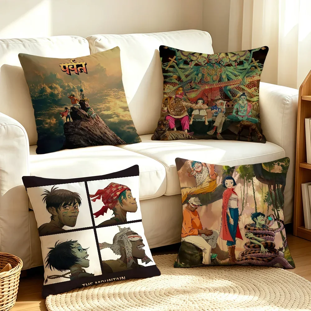 Band G-Gorillaz-S Album the Mountain cushion cover Soft Smooth Pillow Case Hidden Zipper Washable Decorative Couch Office Gift