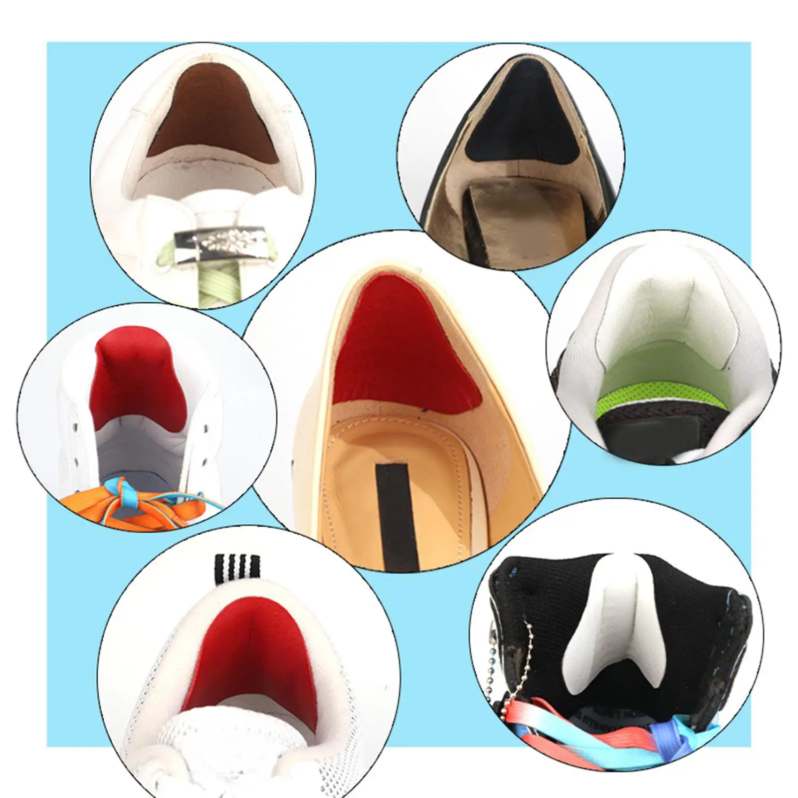 4x 4 Pieces Heel Grips Shoe Heel Pad Shoe Heel Insert Insoles Heel Repair Subsidy Self- Microfiber Cloth Material Suitable for