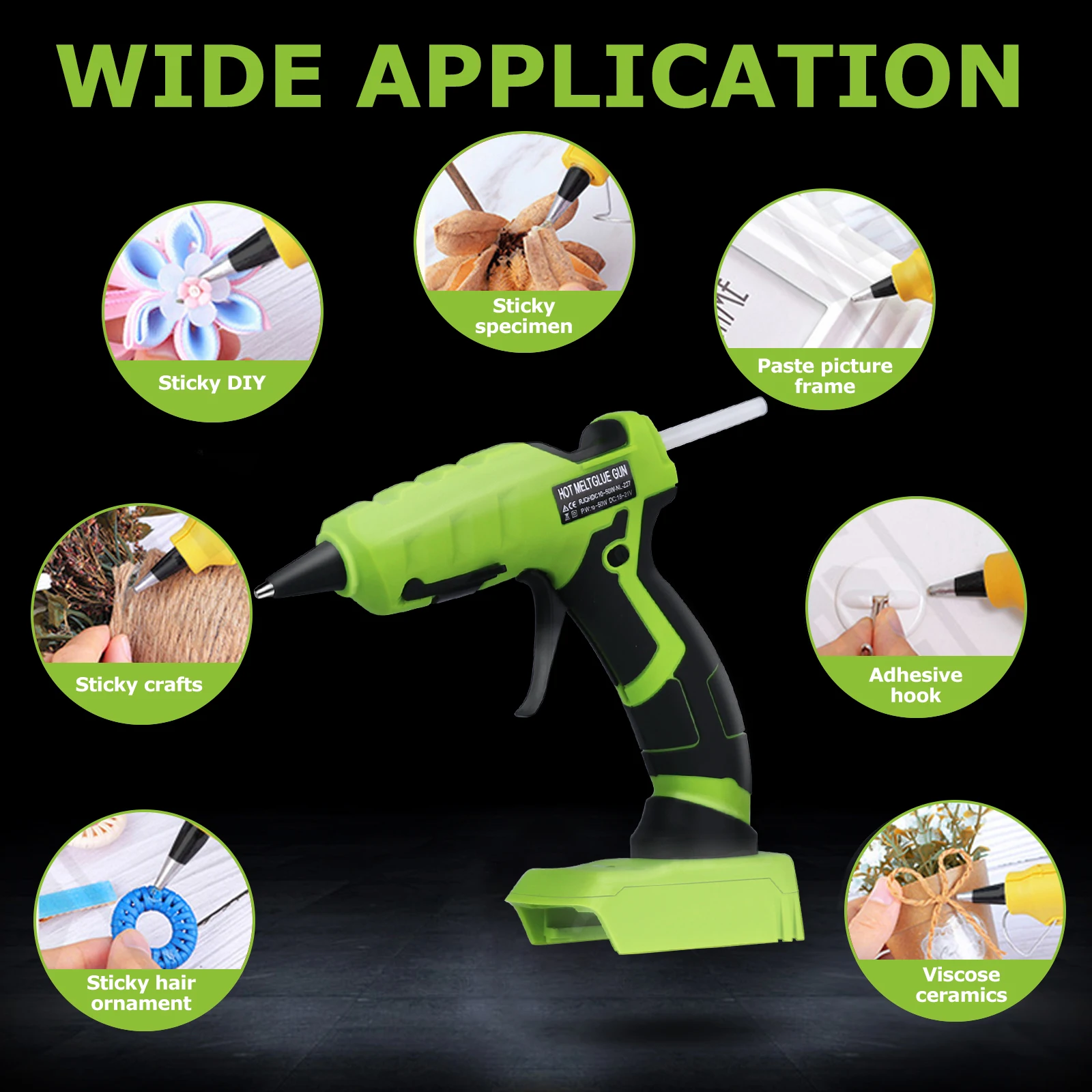 ปืนกาวร้อนละลายไฟฟ้า50วัตต์พร้อมแท่งกาว30ชิ้นสำหรับสีดำและดาดฟ้า14.4-20โวลต์เครื่องมือซ่อมแซมลิเธียมแบตเตอรี่โทรศัพท์สูงสุด