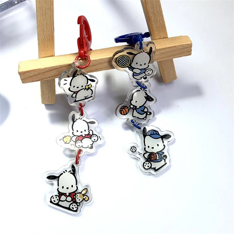 Cartoon Sanrio Anime Toys Doll Cute Pochacco Keychain Bag Acrylic Pendant Keyring Hanging Ornaments Girly Heart Accessories Gift