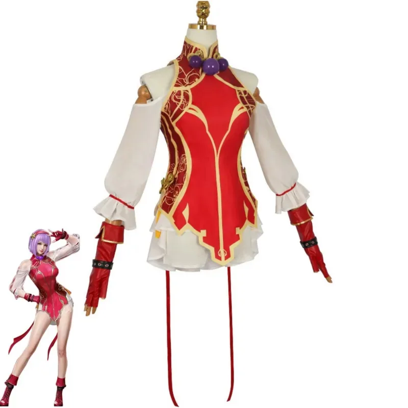 Game Naraka: Bladepoint Kurimi Cosplay Costume Chinese Style Red Cheongsam Dress Headband Woman Sexy Traditional Festival Suits;