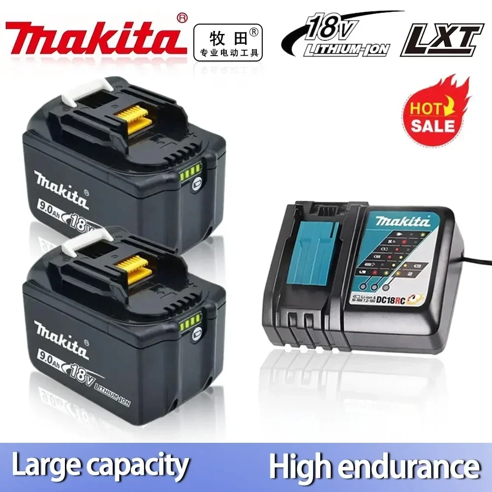 マキタ-充電式電動工具バッテリー,リチウムイオンLED,9.0 Ah, 18V,lXT,bl1860b,bl1860bl1850,100% オリジナル