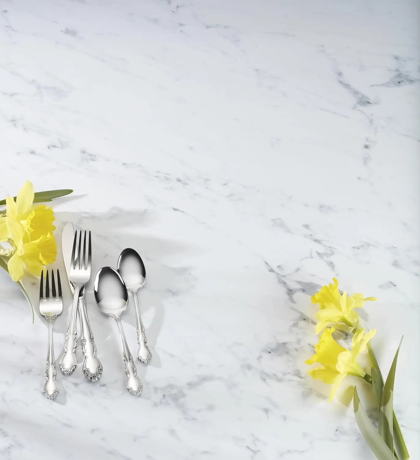 Ensemble de couverts en acier inoxydable de 45 pièces pour 8, motifs ornés, argenterie lavable au lave-vaisselle avec ustensiles de service