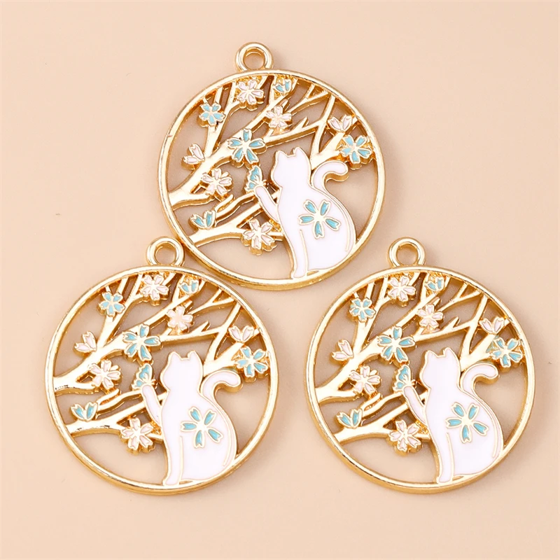 20 Stück Gemischte Cartoon-Tier- und Katzen-Anhänger, Emaille-Blumen-Charms für Schmuckherstellung, Halsketten, Ohrringe, Armbänder, DIY-Bastelgeschenke – Detail 15