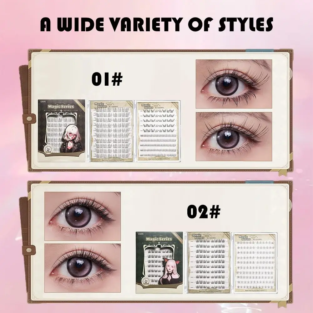 10 Rzędów Samoprzylepnych Rzęs Miękkie DIY Kępki Rzęs Rzęsy Codzienne Naturalny Makijaż Manga Sztuczne Rzęsy Bez Kleju O5H1