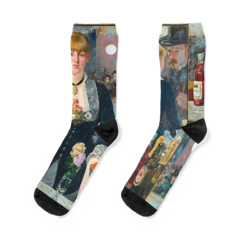 

HD édouard Manet - A Bar at the Folies-Bergère Socks Stockings man colored halloween Women's Socks Men's