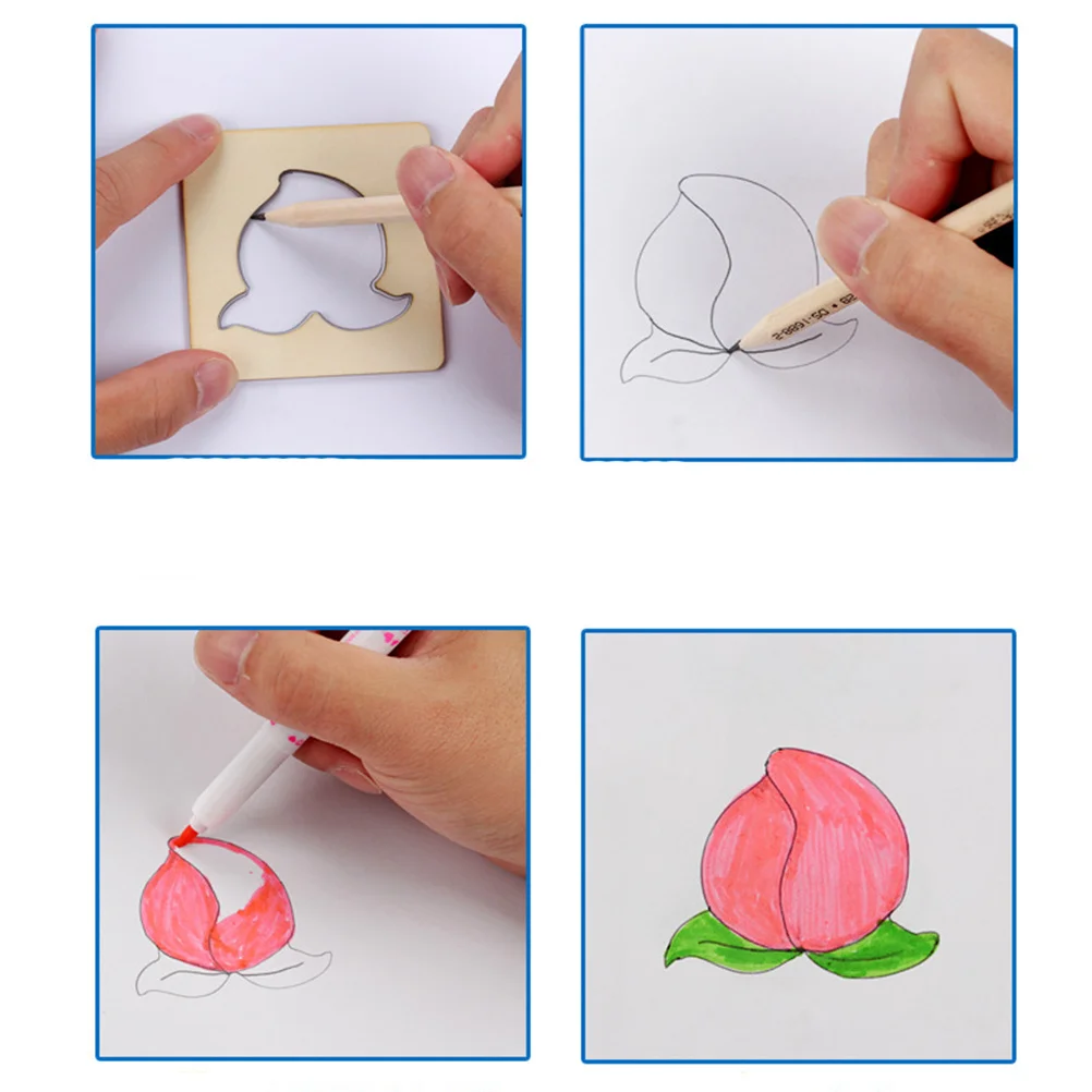 Ensemble de pochoirs de dessin pour enfants, modèles de peinture en bois, Kit artisanal de bricolage, 55 planches réutilisables, compétences de dessin à colorier pour enfants d'âge préscolaire