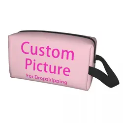 Custom Personalized Photo Logo Cosmetic Bag Women Cute Big Capacity DIY Print Makeup Case Beauty Storage Toiletry Bags
