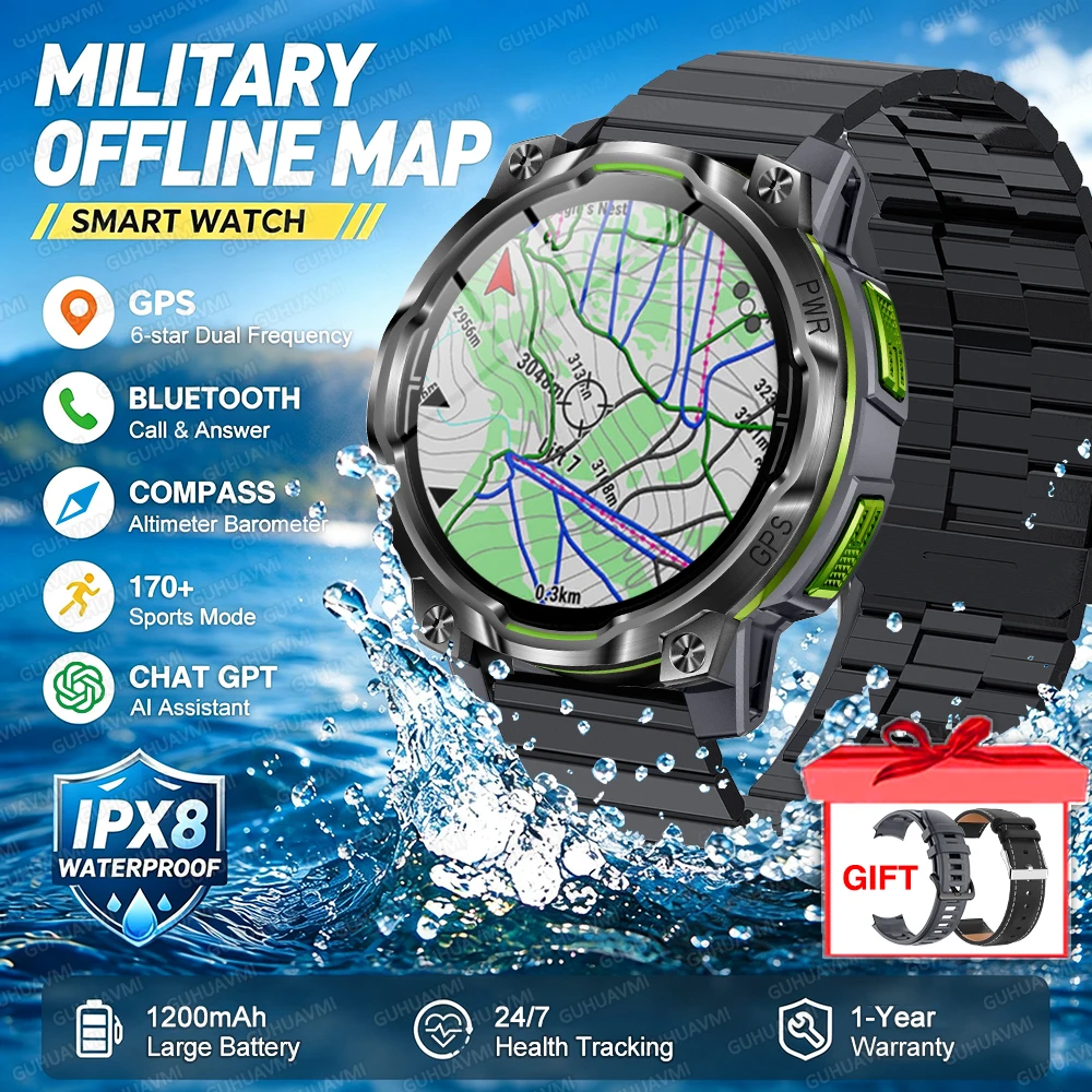 2026 GPS Offline Map Smart Watch, Advanced Navigation