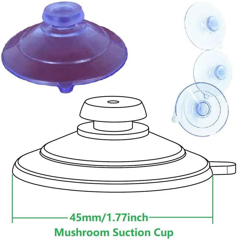 45mm Mushroom Suction  Cups PVC Sucker 1.77inch Suction Pad Strong Vacuum Suction  Cup Glass Sucker for Car/Kitchen/Bathroom