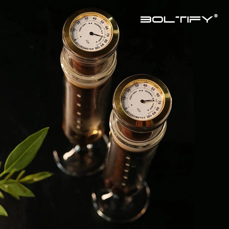BOLTIFY Cigar Incense Humidor Tube Glass Cigar Fragrance Enhancement Tube Cigar Whisky Infuser Tube With a hygrometer view 4